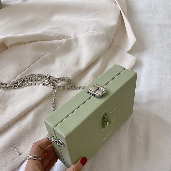 

ins super fire high-end small square fashion women's bag new 2020 fashion versatile chain single shoulder slanting small square bag, White