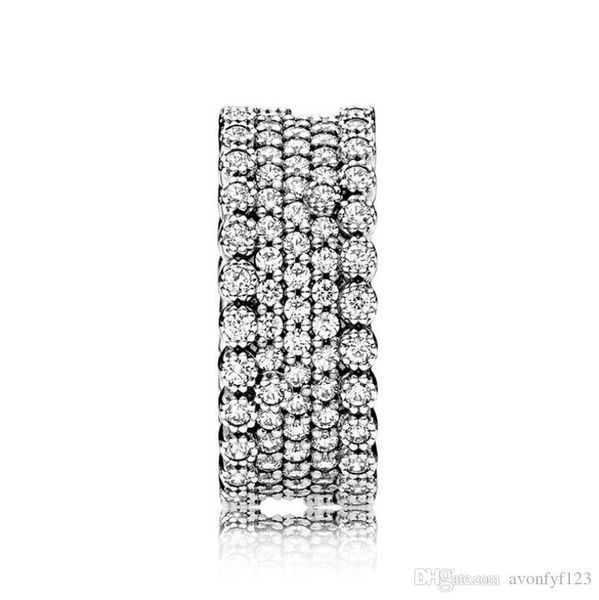 

925 sterling silver jewelry ring for pan-dora vintage fascination ring with clear cz diamond fashion women rings with original box w144