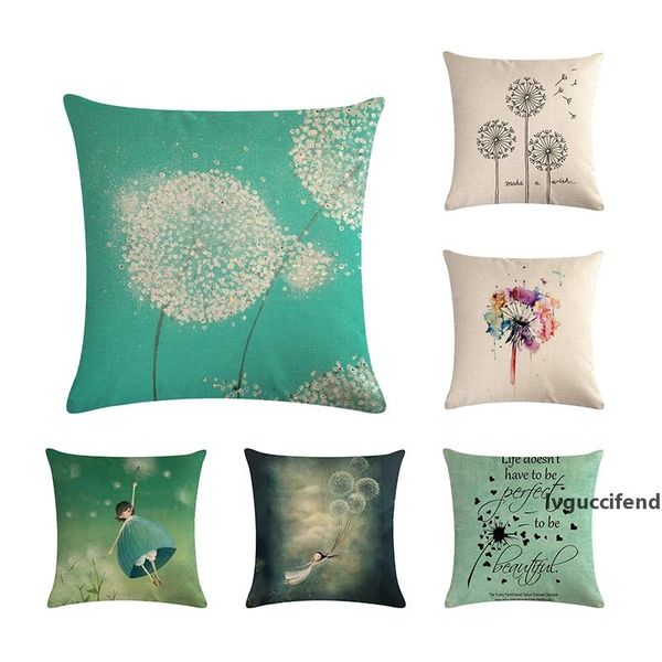 

45*45cm romantic plant flower dandelion pattern holding pillowcase suitable for home decoration square sofa cushion cover