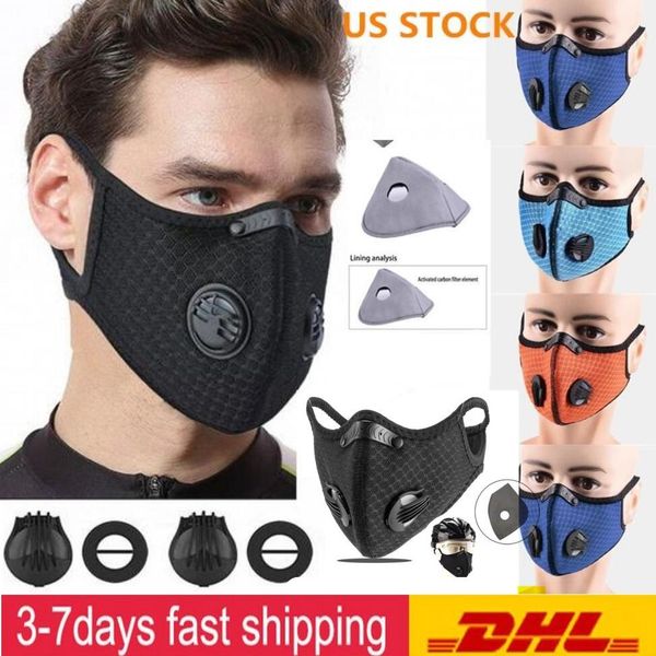 

fast shipping cycling protective mask with filter activated carbon pm2.5 anti-pollution sport running training mtb road bike cycling mask, Black