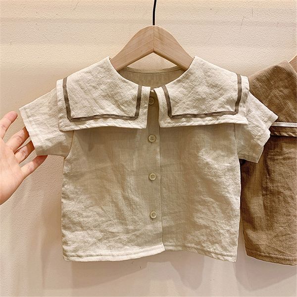 

2020 summer clothing korean clothing new male and female children korean fanchildren's children's style big lapel single row butto, White;black