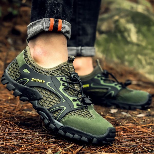 

summer outdoor hiking shoes men trekking anti-skid air mesh climbing mountain tracking trekking tourism trail plus big size 48
