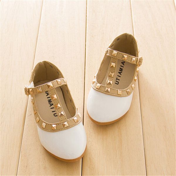 

Girls Leather Shoes Children Lady Girls Princess Shoes PU Leather Toddler Baby Low-heel Kids Mary Jean Shoes Rivets Sneakers