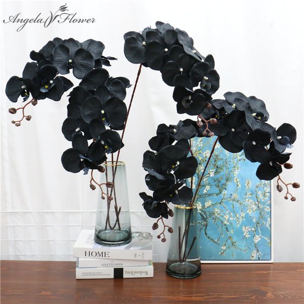 105 cm fiore artificiale farfalla nera orchidea seta phalaenopsis per matrimonio Christams decorazione domestica giardino piante finte in vaso