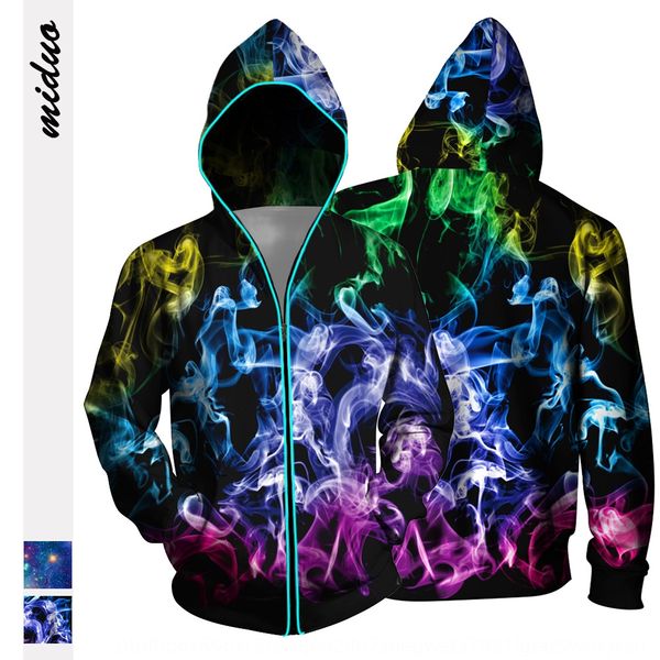 

2020 new sweater zipperdigital zipper star digital printing autumn and winter zipper long sleeve pelectric hooded sweater for men, Black