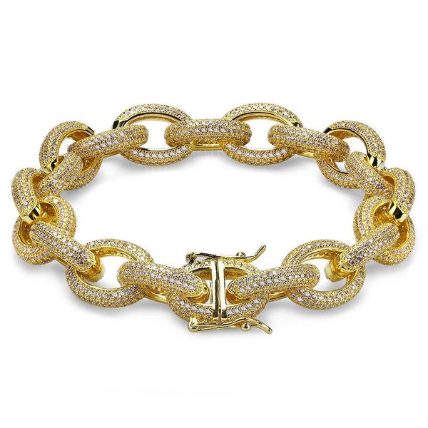 

european and american style high-end micro set hip hop men's bracelet oval multilayer twisted chain bracelet, Black