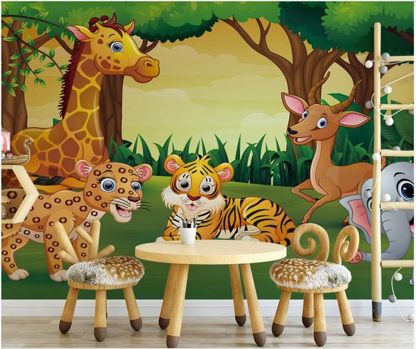 

custom silk p wallpaper 3d cartoon mural beautiful forest animal park children's room background wall papers painting decoration