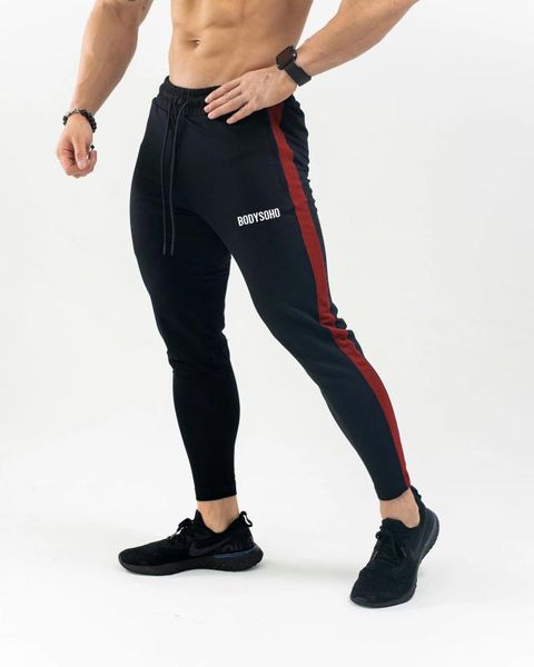 

men sport pants joggers training gym fitness patchwork trousers jogging bodybuilding sportswear men's running pants sweatpants, Black;blue