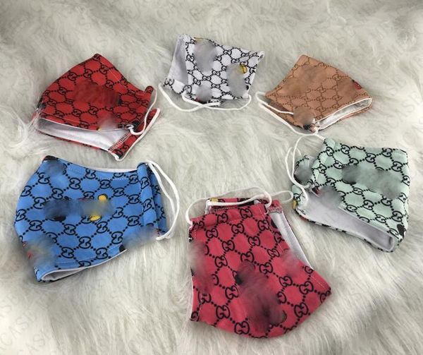 

fashion cartoon face mask for women men washable 2 layers silk fabric mask letters printed protective masks reusable mouth cover mask d73104, Blue