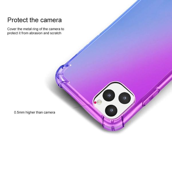 

endurable tpu gradient color case for iphone 11 xr xs x pro max air cushion anti-dropping designer phone cases for 6 6s 7 8 plus
