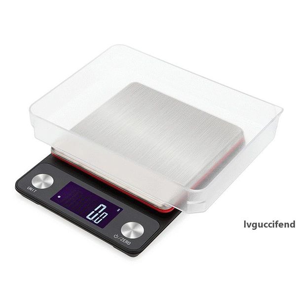 

5kg/3kg 0.1g lcd electric digital kitchen scale electronic food scale measuring tools with clear tray g/lb/gn/tl/ml/ct/oz/ozt t200326