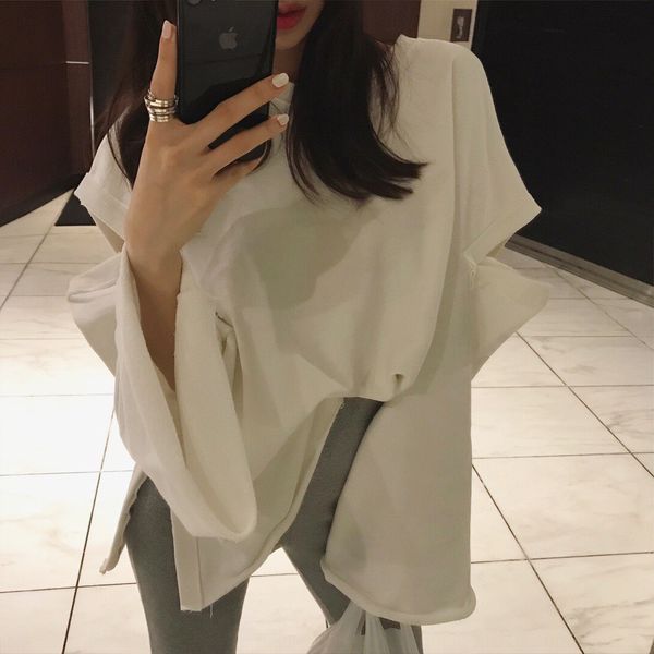 

2020 new women's clothing korean style cuff back open hole sweater sweater women's loose fashion casual slim fit, Black