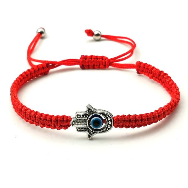 

handmade braided red rope bracelet for women hand of fatima evil eye thread bracelet femme jewelry, Golden;silver