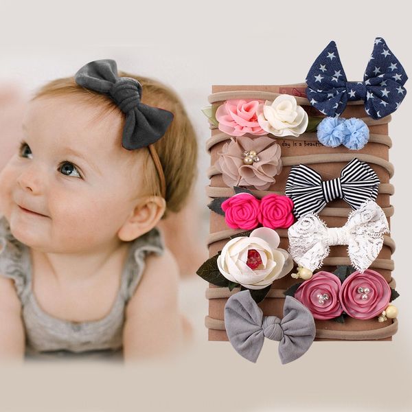 

1aazi td314 baby high headdressjewelry headdresselastic nylon floral headdress children's td314 baby high hair band headdressjewelry he, Slivery;white