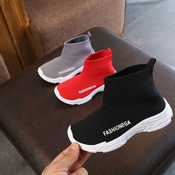 

boys girls running shoes kids designer solid color sport style shoes children fashion letter printed slip on sneakers new casual sneakers, Black