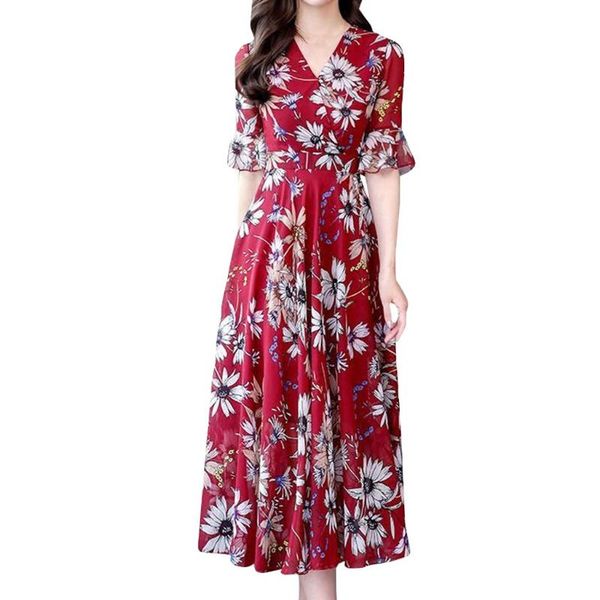 

party dresses ostrich 2021 women a line short sleeve holiday print long maxi dress beach summer sundress, White;black