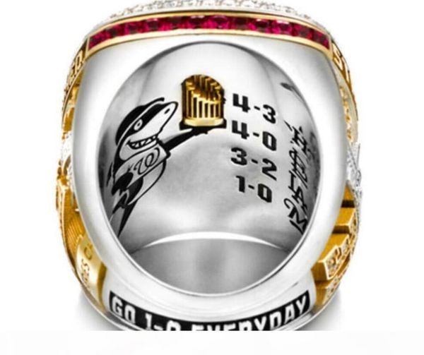 

f 2019 2020 national world baseball team champions championship ring souvenirs strasburg fan men gift wholesale drop shipping, Golden;silver