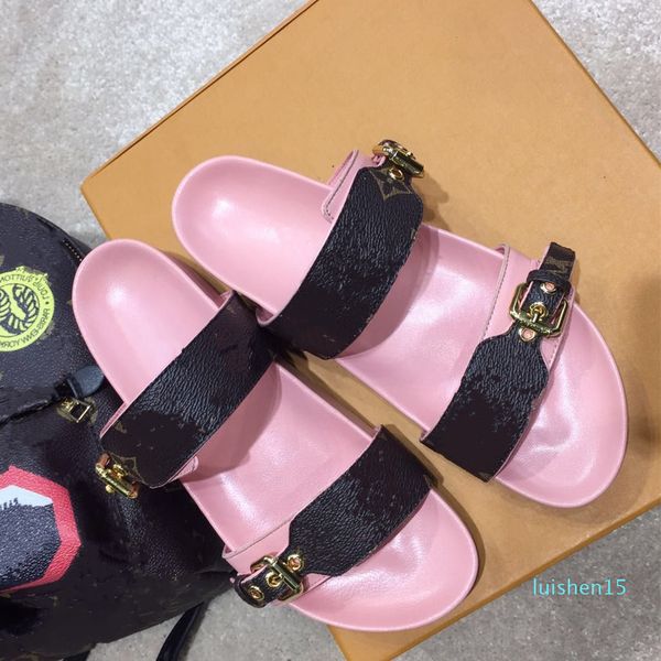 

pink cowskin real leather slides women flat sandals luxury fashion designer women shoes size 35 to 40 tradingbear l14, Black