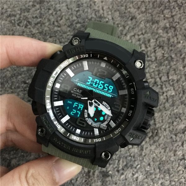 

wholesale sport men's shock wrist watches sport watches rubber strap round dial multifunction watch outdoor relogio masculino, Slivery;brown