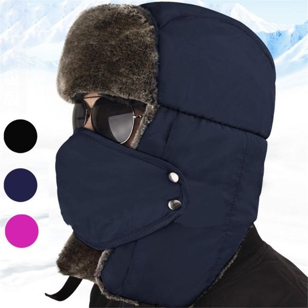 

outdoor hats jun jun.w hiking caps winter thermal trapper hat ushanka russian style with ear flap chin strap, Black;white