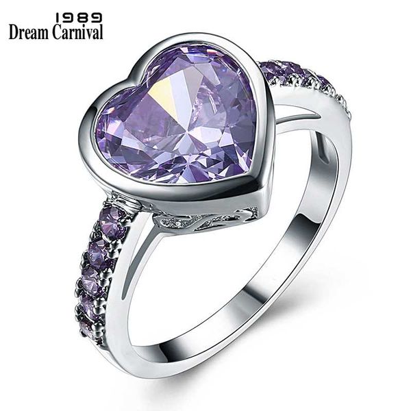 

dreamcarnival 1989 purple lover heart zircon rings for women party ringen anel anniversary gift wholesales amazing price wa11316, Golden;silver