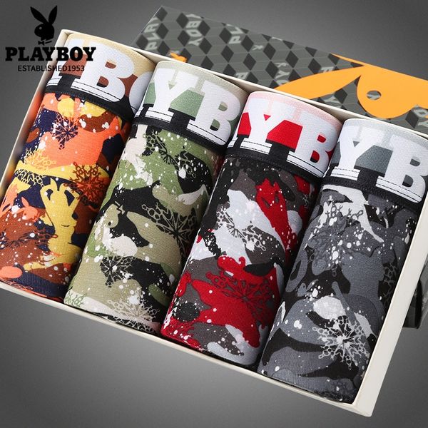 

playboy underwear under shorts and under men's boxer pants ice silk breathable pants youth boxer men's underwear shorts, Black;white