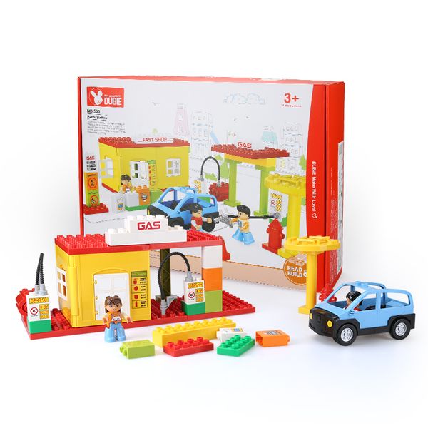 

big particle building block petrol station children's puzzle assembled high-quality toys both boy and girl 48pcs