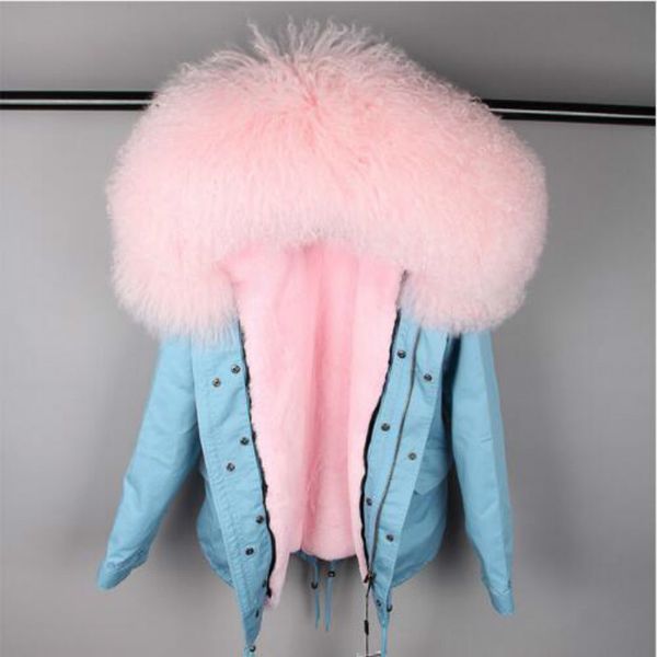 

2020 мода зима куртка женщин шерсть шуба натуральный парок, Black