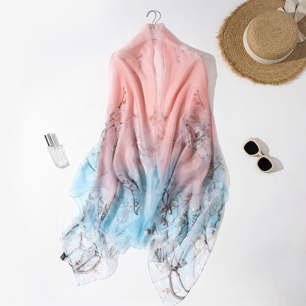 

ice silk shawl sunscreen shawl thin 2020 new curled plant flower scarf female beach scarf, Blue;gray