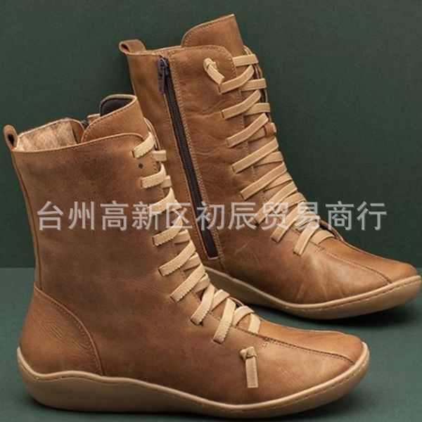 

winter british wind work clothes shoes boots women's large high short boots casual shoes women's, Black