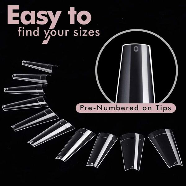 

500pcs multiple size female beauty convex transparent false manicure nail fake nails nails nailart press on nail tips, Red;gold