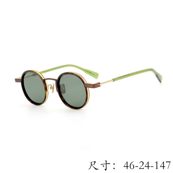 

vintage quality retro small round uv400 polarized sunglasses grave pure titanium sunglasses style fashion original box case, Blue