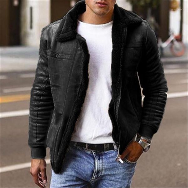 

solid color mens outerwears with zipper winter plus size mens coats thicken lapel neck long sleeve man jackets, Black;brown