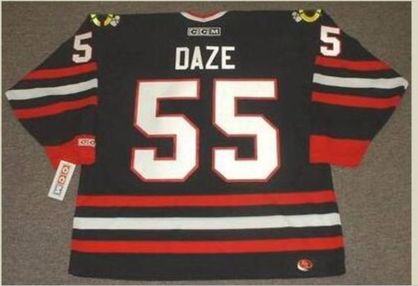 

custom men youth women vintage #55 eric daze chicago blackhawks 1998 ccm alternate hockey jersey size s-5xl or custom any name or number, Black