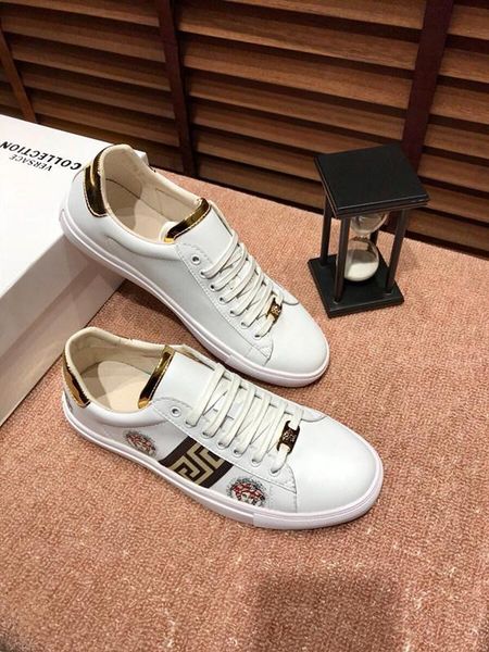 

2020q fashion men's embroidery printing luxury casual shoes breathable leather classic sneakers low-shoes, size: 38-45, Black