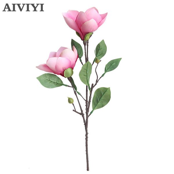 

foreign trade excellent product artificial flower 2 head magnolia silk flower wedding arrangement diy home decoration