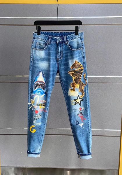 

ws7390 fashion men's jeans 2020 runway luxury european design party style men's clothing, Blue