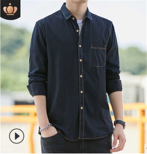 

men's autumn new 2020 cotton japanese denim men's shirt pure cotton slim casual shirt men's shirt, White;black