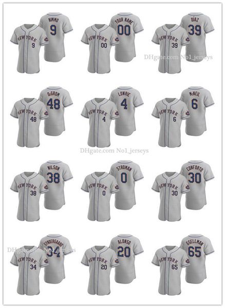 

new york mets men women youth 48 jacob degrom 34 noah syndergaard gray authentic 2020 road baseball jersey, Black