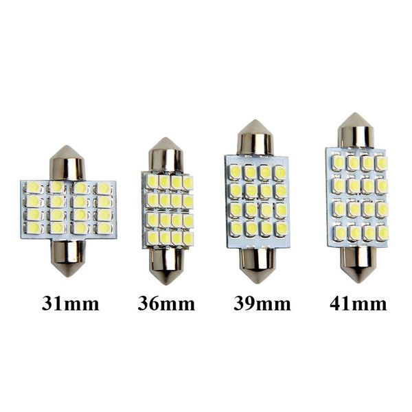 

10pcs festoon 31mm 36mm 39mm 41mm c5w led dome light bulbs 16 smd 3528 car led interior lights auto map reading lamps white 12v2300