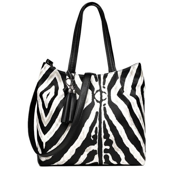 

luxury zebra pattern handbags women bags designer tassel large capacity shoulder bag ladies new messenger bags casual big totes