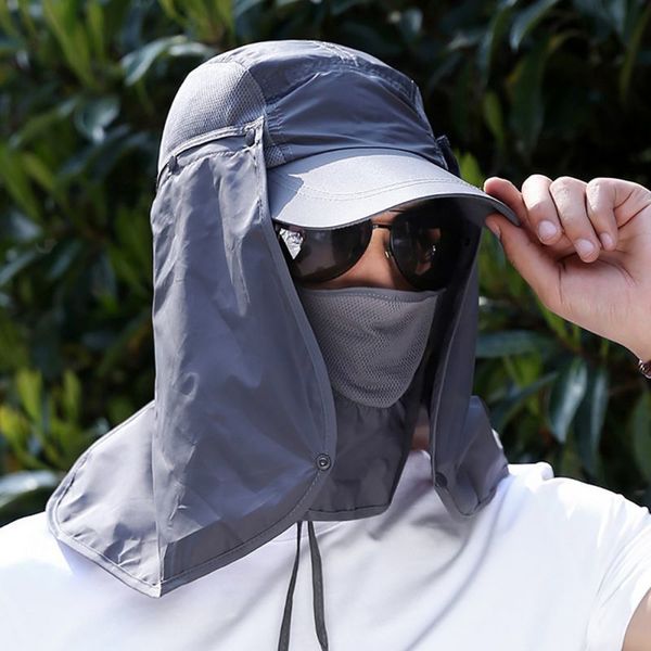 

summer 2019 protective chapeu feminino neck cover ear flap uv protection men women sun hats new style, Blue;gray