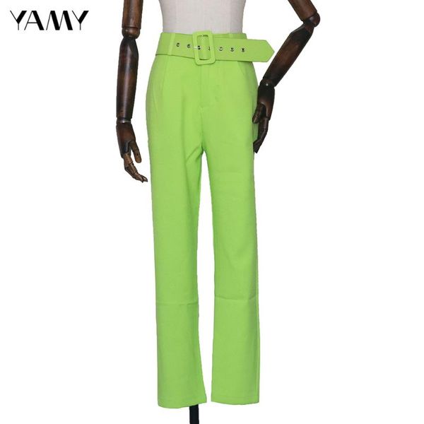 

2020 womens high waist trousers with belt zipper pockets office lady pant streetwear female green autumn zoravicky pant mujer, Black;white