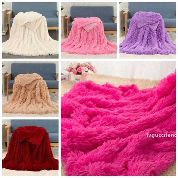 

fluffy blankets fleece throw blanket long shaggy blanket solid wedding bedspreads background cloth bedding supplies 13 colors 10pcs yw1689