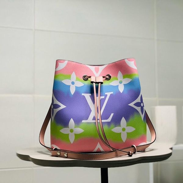 

new arrival womens leather bucket bags handbag drawstring shoulder bag simple style ladies messenger crossbody bags sale