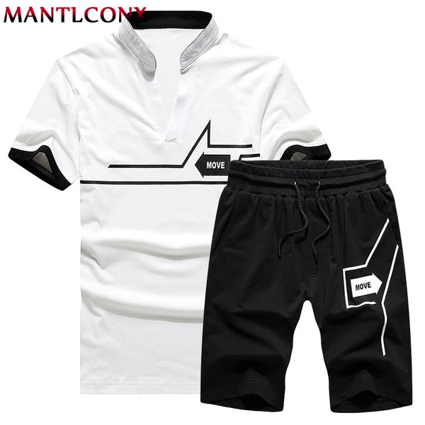 

mantlconx t shirt+shorts sets men letter printed summer suits casual tshirt men tracksuits brand streetwear tees summer, Gray