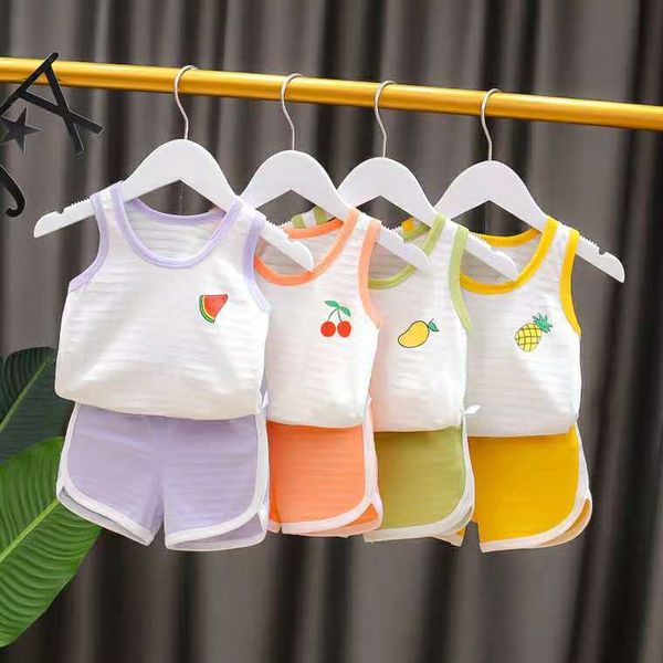 

ребенка новый чистый хлопок жилет и шорты жилета тонкого стиля вне рукавов спортивных двухсекционного костюма летом + шорт ребенка
