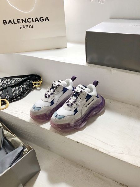 

luxury designer ff triple s clear sole sneakers for men and women leather cushion thick-soled sneakers high-quality casual shoes