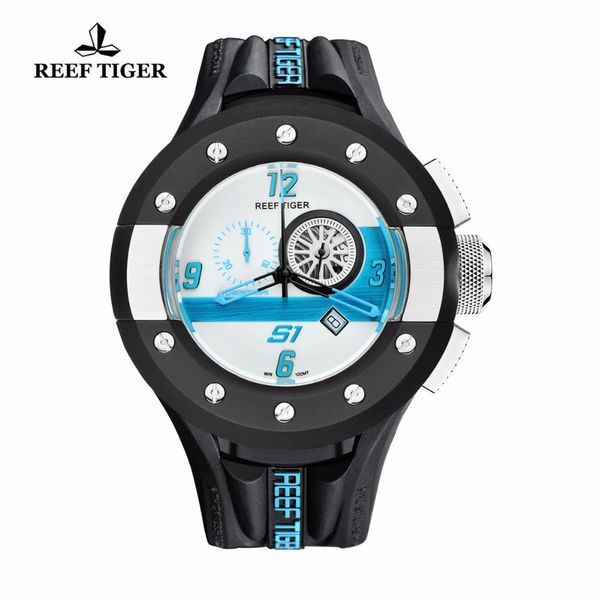 

reef tiger / rt mens chronograph и спортивные часы белый приборная панель набора кварцевые часы движение с датой rga3027, Silver