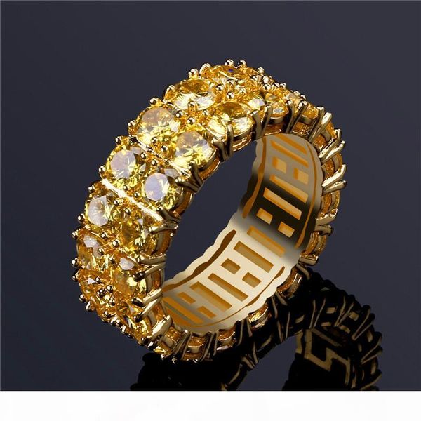 

bling cubic zirconia ring for men 2018 new fashion hip hop jewelry 18k gold plated hiphop rings ice out, Golden;silver